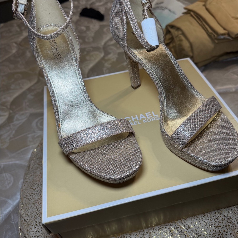 Michael Kors Women's Sparkling Gold Heels - Picture 1 of 4